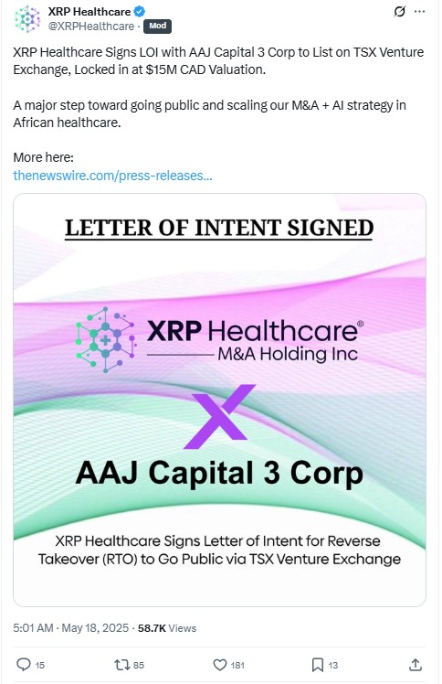XRP Healthcare announces this week’s deal to list in Canada. (XRP Healthcare)